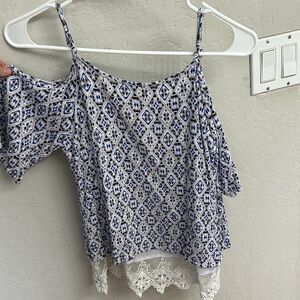 Womens Skies Are Blue off the shoulder blouse